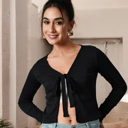 ZEUGEN Solid Tie-Up Neck Top-picture-38