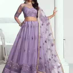 FABPIXEL Embroidered Sequinned Semi-Stitched Lehenga & Unstitched Blouse With Dupatta-picture-23