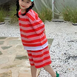 LULU & SKY Girls Striped Top with Shorts image 3