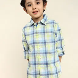 BONKIDS Boys Classic Fit Buffalo Checked Spread Collar Cotton Casual Shirt-picture-22