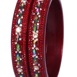 TAJ BRIDAL STORE Set Of 2 Kundan Stones Studded Bangles-picture-17
