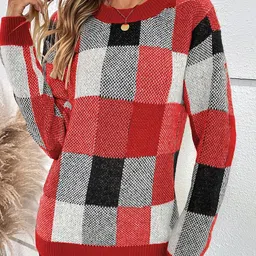 LULU & SKY Women Checked Pullover Sweater-picture-35