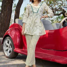 CORSICA Printed Pure Cotton Tunic & Trousers Co-Ord Set-image-76