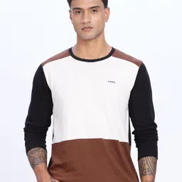 ADRO Men Colourblocked Round Neck Cotton T-shirt-picture-42