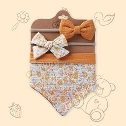 Polka Tots Infant Girls Printed Cotton Bibs & 2Pc Headbands-picture-46