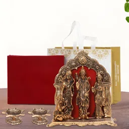 INTERNATIONAL GIFT Copper-Toned Ram Darbar with 2 Diya Religious Idol Showpiece-image-92