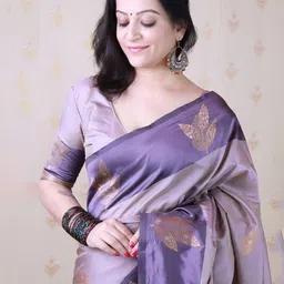 ELITE WEAVES Floral Woven Design Zari Banarasi Saree image 2