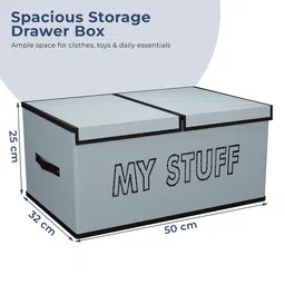 Aura Grey & Black 2 Pieces Printed Non-Woven Large Storage Double Lid Wardrobe Organisers image 5