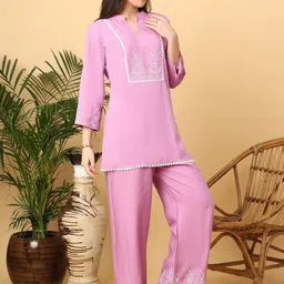 GANIX FASHION THAT DEFINE YOU Embroidered Tunic With Palazzo Co-Ords image 5