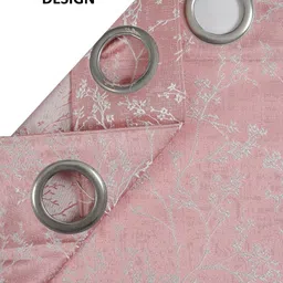 GEET CREATIONS Rose Gold Floral Room Darkening Long Door Curtain image 2