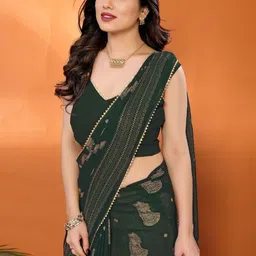 Mitera Ethnic Motifs Zari Poly Georgette Saree image 3