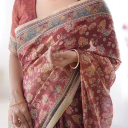 MAHARANI COUTURE Ethnic Motifs Printed Pure Cotton Saree With Unstithced Blouse Piece image 4