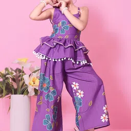 BAESD Floral Printed Round Neck Top With Palazzos image 3