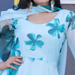 Jash Creation CottonFloral Printed Maxi Dress With Dupatta image 4