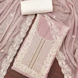 KIMISHA Floral Embroidered Beads And Stones Unstitched Dress Material-image-67