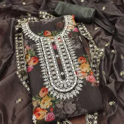 SAINOOR Embellished Organza Semi-Stitched Dress Material-picture-13