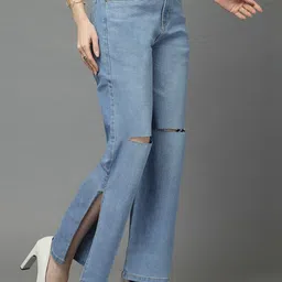 Style Quotient Women Flared High-Rise Low Distress Stretchable Jeans image 3
