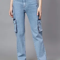 FASHIONFIBRE Women Straight Fit High-Rise Mildly Distressed Light Fade Stretchable Jeans-picture-22