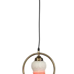 1ST TIME White & Orange Textured Bell Shaped Ceiling Lamp-image-53