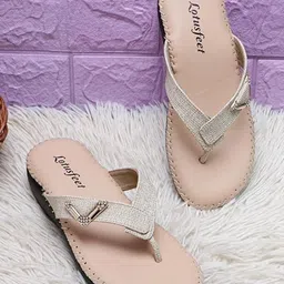 Lotusfeet Women Textured Open Toe Flats with Buckles image 1