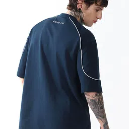 Hubberholme Men Typography Printed Round Neck Cotton Oversized T-shirt image 3