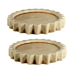 LASAKI Celty 2Pcs Brown Ceramic Lightweight Round Flower Planter Trays-picture-58