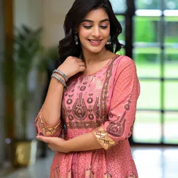 juniper Printed Silk Blend Stitched Flared/A-line Gown image 2