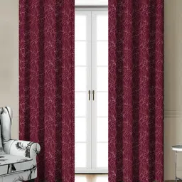HOMEBREW FURNISHINGS Maroon 2 Pieces Floral Printed Room Darkening Long Door Curtains-picture-14