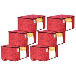 Kuber Industries Red & Blue 6 Pieces Printed Underbed Storage Bags-picture-29