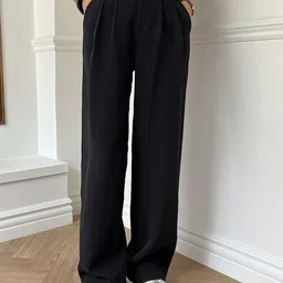 FNOCKS Women Comfort Loose Fit High-Rise Trousers-image-43