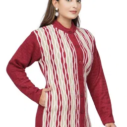 WOOL 4U Women Ribbed Woollen Longline Cardigan image 5