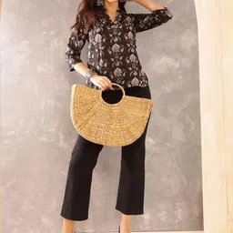 Anouk Rustic Women Floral Printed Mandarin Collar Cotton Top-picture-30