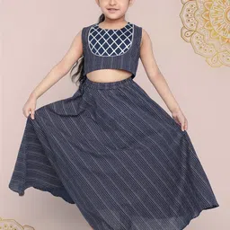 Indo Era Girls Printed Foil Print Ready to Wear Lehenga &-picture-13