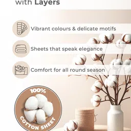 Layers BasicX Orange Printed Pure Cotton 120TC King Bedsheet & 2 Pillow Covers 108" x 108" image 3