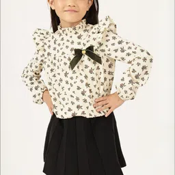 One Friday Floral Print Cold-Shoulder Crepe Top-image-71