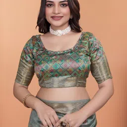 Bhagirath Fashion Woven Design Zari Silk Blend Saree-picture-13