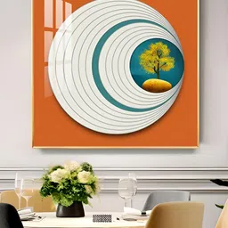 THE NEXT DECOR Orange & White Tree Of Life Glass Finish Square Wall Art-image-57