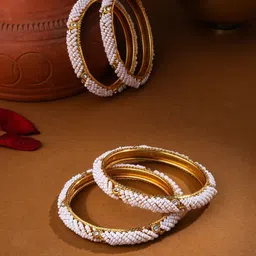 Anouk Set Of 4 Gold-Plated Pearl-Beaded Bangles-image-80