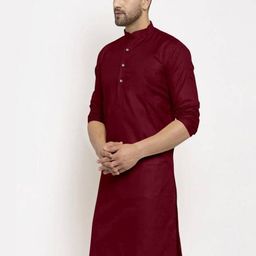ANUJ FASHION Men Maroon Mandarin Collar Cotton Kurta-picture-33