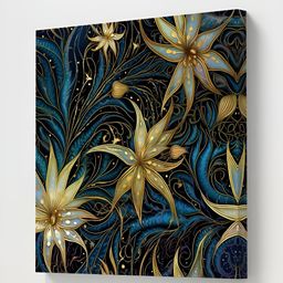 Livin'luxe Black & Blue Floral Printed Canvas Wall Art-picture-25