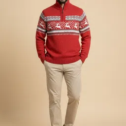Mast & Harbour Men Fair Isle Printed Pullover-picture-29