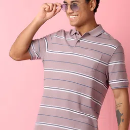 V-Mart Men Striped Polo Collar Cotton T-shirt-picture-32