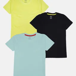 KiddoPanti Boys Pack Of 3 Solid Round Neck Cotton T-shirts image 1