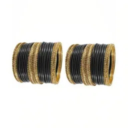 poshing Set Of 40 Black Glass Artificial Stones & Beads Bangles image 2