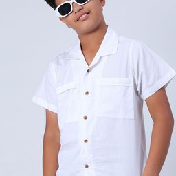 V-Mart Boys Solid Cuban Collar Cotton Casual Shirt-picture-45
