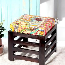 Ikiriya Yellow & Brown Printed Wooden Stool-picture-30