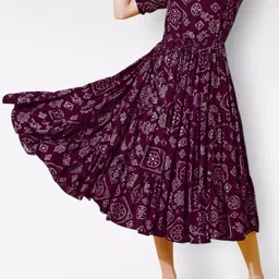 Krunal Raiyani Women Ethnic Motifs Print Crepe A-Line Midi Dress-picture-29