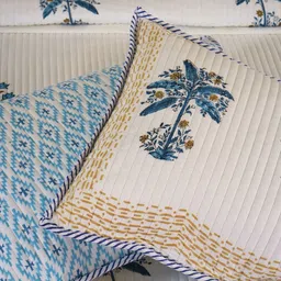 The Jaipur Wala White Printed Cotton 180 TC Super King-Size Bedsheet Set-107 inchx07 inch image 2