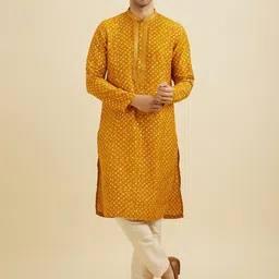 Manyavar Men Bandhani Printed Regular Mirror Work Kurta with Pyjamas-picture-35