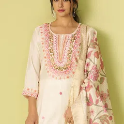 Moda Rapido Women Embroidered Silk Blend Kurta Sets With Dupatta image 4